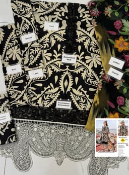 Thumbnail of Maria B. Lawn Suit | Black & Cream Printed 3-Piece Summer Collection '24
