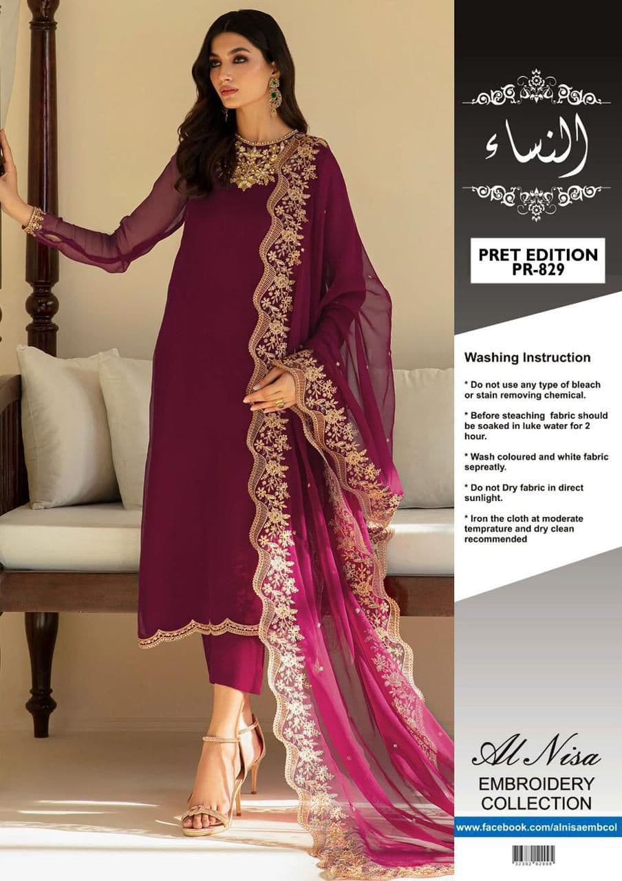 Baroque 3-Piece Embroidered Chiffon Suit | Luxury Party Wear Collection with Daman Lace