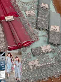 Thumbnail of LAAM 3-Piece Heavy Embroidered Organza Suit | Luxury Party Wear with Ready-to-Wear Dupatta