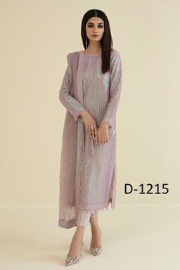 Thumbnail of Baroque 3-Piece Sequin Embroidered Chiffon Suit | Luxury Party Wear with Soft Net Dupatta