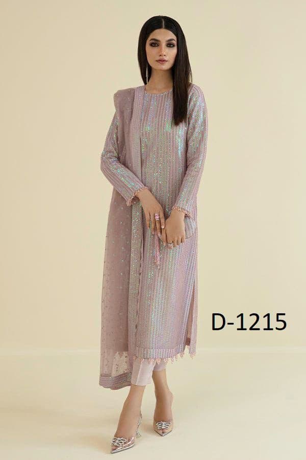 Baroque 3-Piece Sequin Embroidered Chiffon Suit | Luxury Party Wear with Soft Net Dupatta