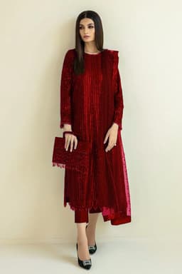 Thumbnail of Baroque 3-Piece Sequin Embroidered Chiffon Suit | Luxury Party Wear with Soft Net Dupatta