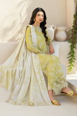 Thumbnail of IZNIK 3-Piece Chikankari Lawn Suit | Summer Collection with Printed Chiffon Dupatta & Emb Patches
