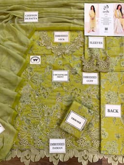 Thumbnail of IZNIK 3-Piece Chikankari Lawn Suit | Summer Collection with Printed Chiffon Dupatta & Emb Patches