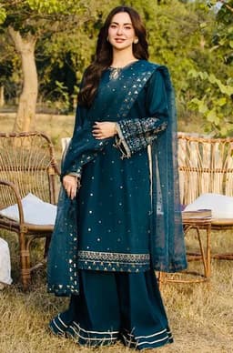 Thumbnail of ZARA SHAHJAHAN 3-Piece Embroidered Lawn Suit | Fancy Summer Collection with Khaadi Net Dupatta