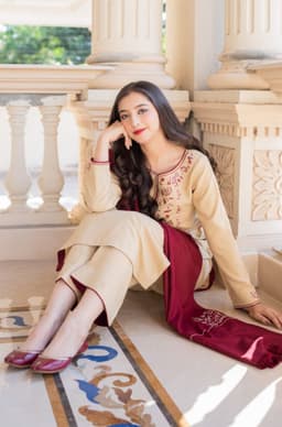 Thumbnail of ASLING 3-Piece Dhanak Suit | Winter Collection with Embroidered Neck & Shawl