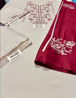 Thumbnail of ASLING 3-Piece Dhanak Suit | Winter Collection with Embroidered Neck & Shawl